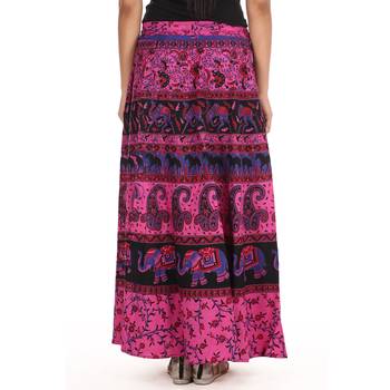 Pink cotton printed wrap around free size skirt 2