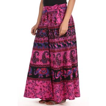 Pink cotton printed wrap around free size skirt 4