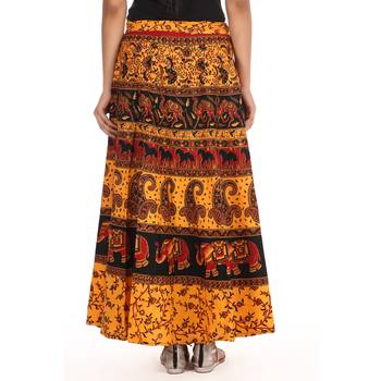 Yellow cotton printed wrap around free size skirt 2