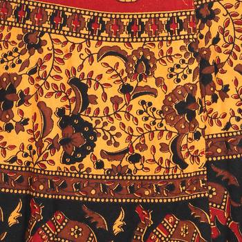 Yellow cotton printed wrap around free size skirt 5