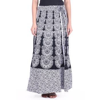 White cotton printed wrap around free size skirt 1