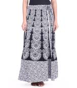 White cotton printed wrap around free size skirt
