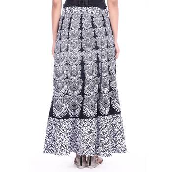 White cotton printed wrap around free size skirt 2