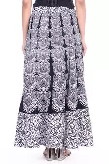 White cotton printed wrap around free size skirt