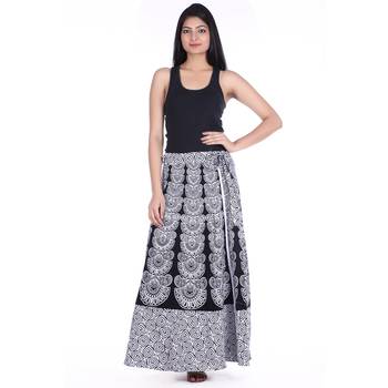 White cotton printed wrap around free size skirt 3