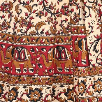 Beige cotton printed wrap around free size skirt 5