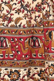 Beige cotton printed wrap around free size skirt