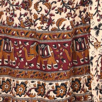 Beige cotton printed wrap around free size skirt 5