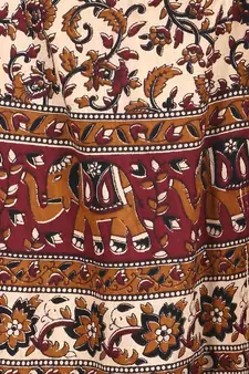 Beige cotton printed wrap around free size skirt