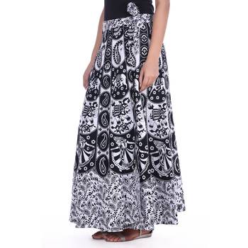 Black cotton printed wrap around free size skirt 4