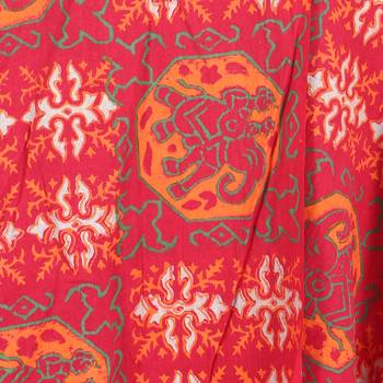Red cotton printed wrap around free size skirt 5