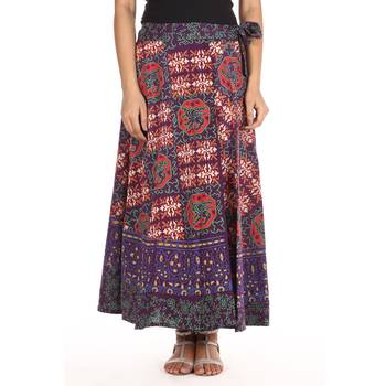 Purple cotton printed wrap around free size skirt 1