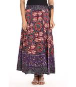 Purple cotton printed wrap around free size skirt