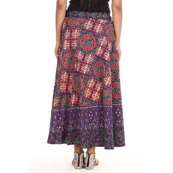 Purple cotton printed wrap around free size skirt 2