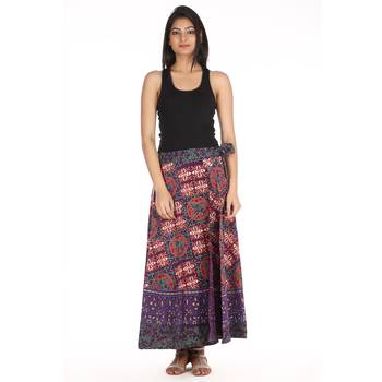 Purple cotton printed wrap around free size skirt 3