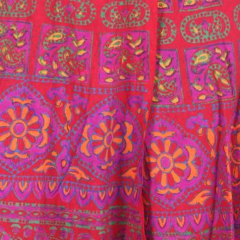 Red cotton printed wrap around free size skirt 5