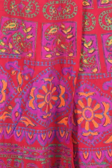 Red cotton printed wrap around free size skirt