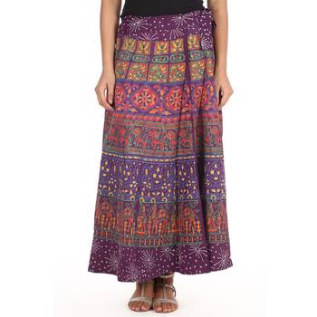Purple cotton printed wrap around free size skirt 1