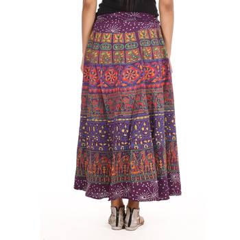 Purple cotton printed wrap around free size skirt 2