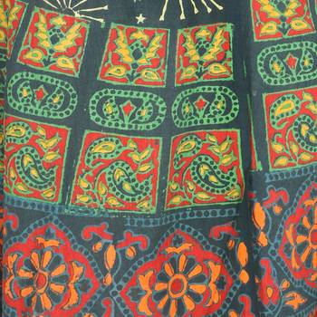 Green cotton printed wrap around free size skirt 5