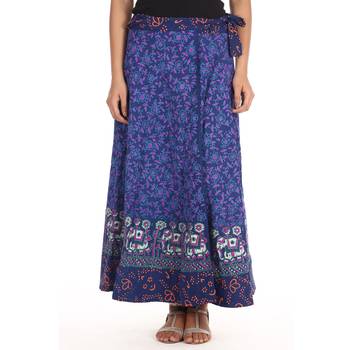 Blue cotton printed wrap around free size skirt 1