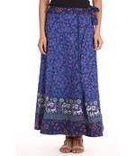 Blue cotton printed wrap around free size skirt