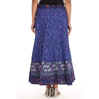 Blue cotton printed wrap around free size skirt 2