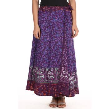 Purple cotton printed wrap around free size skirt 1