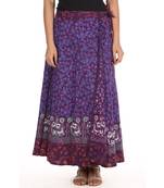 Purple cotton printed wrap around free size skirt