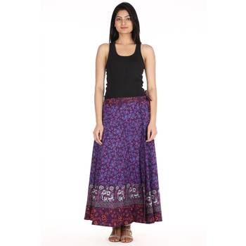 Purple cotton printed wrap around free size skirt 3
