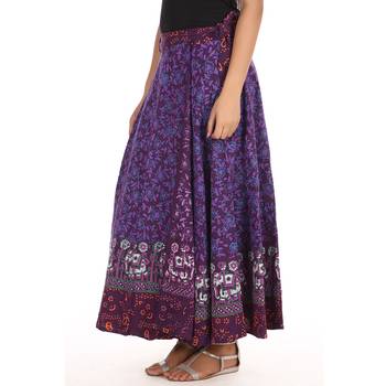 Purple cotton printed wrap around free size skirt 4