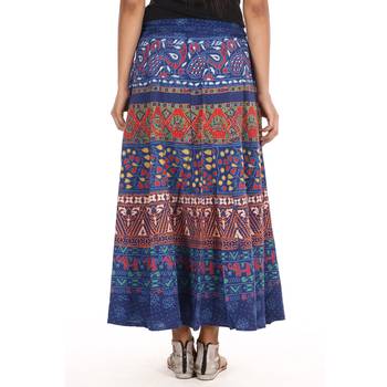 Blue cotton printed wrap around free size skirt 2