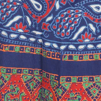 Blue cotton printed wrap around free size skirt 4