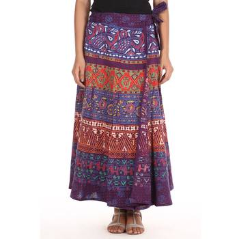 Purple cotton printed wrap around free size skirt 1