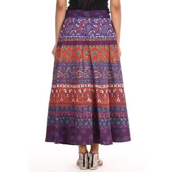 Purple cotton printed wrap around free size skirt 2