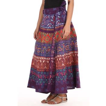 Purple cotton printed wrap around free size skirt 4