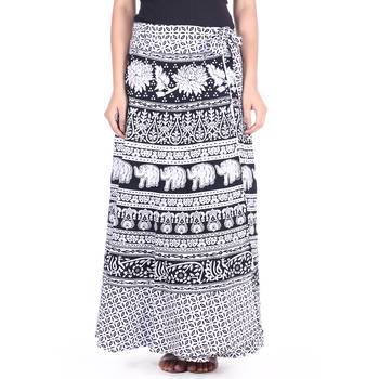 White cotton printed wrap around free size skirt 1