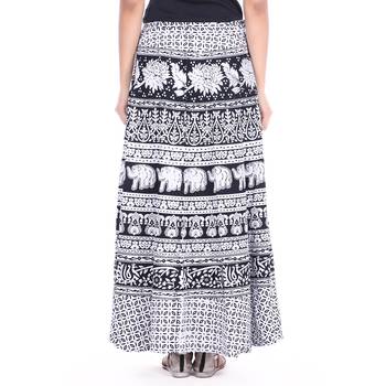 White cotton printed wrap around free size skirt 2