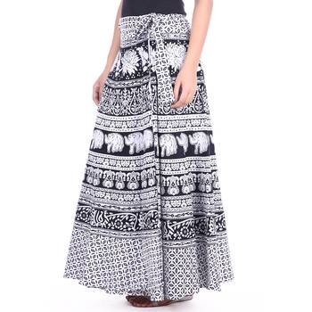 White cotton printed wrap around free size skirt 4