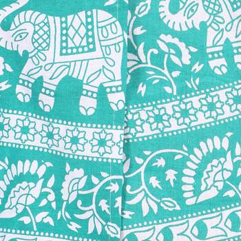 Green cotton printed wrap around free size skirt 5