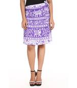 Purple cotton printed wrap around free size skirt