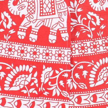 Red cotton printed wrap around free size skirt 5