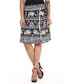 Black cotton printed wrap around free size skirt