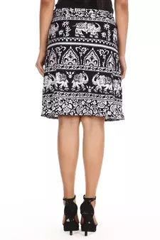Black cotton printed wrap around free size skirt