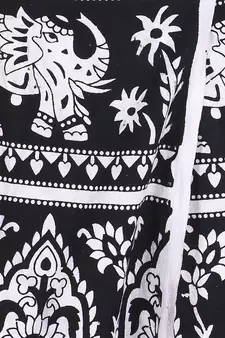 Black cotton printed wrap around free size skirt