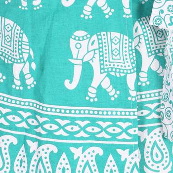 Green cotton printed wrap around free size skirt 5
