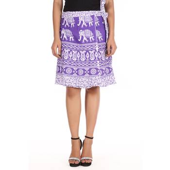 Purple cotton printed wrap around free size skirt 1