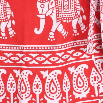 Red cotton printed wrap around free size skirt 5