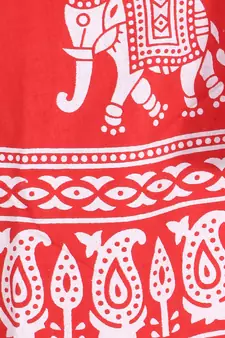 Red cotton printed wrap around free size skirt