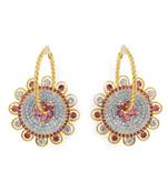 Gold Tone Cz Embellished Hoop Earrings
